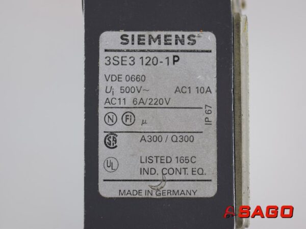 Baumann Elektryczne sterowanie i komponenty - Typ: 200004812 Schalter SIEMENS 3SE3 120-1P VDE 0660 Ui 500V  AC1 10A AC11 6A/220V