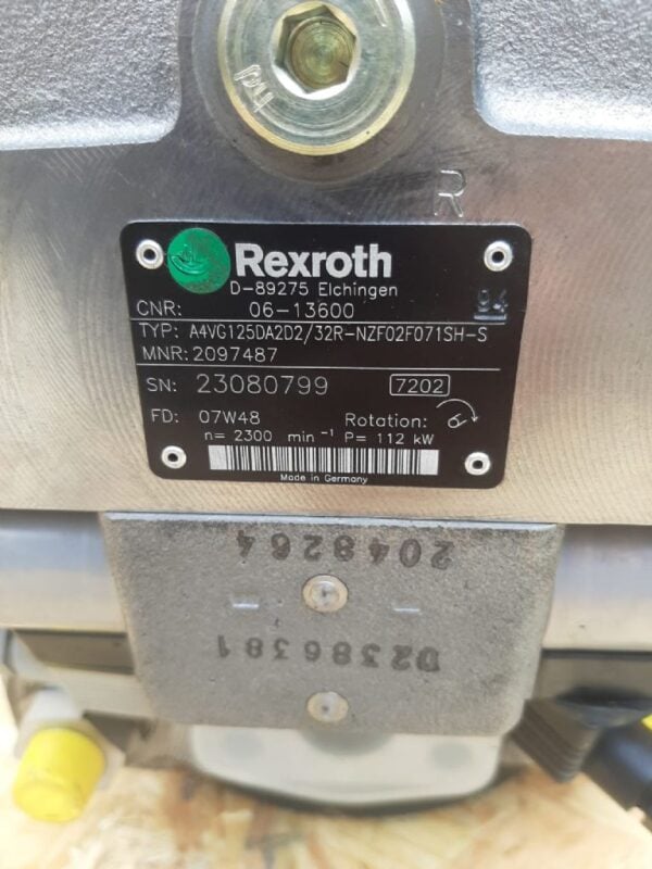 - Typ: Hydraulikpump Rexroth A4VG125DA2D2/32R-NZF02F071SH-S 2097487 23080799 02386381 2048264