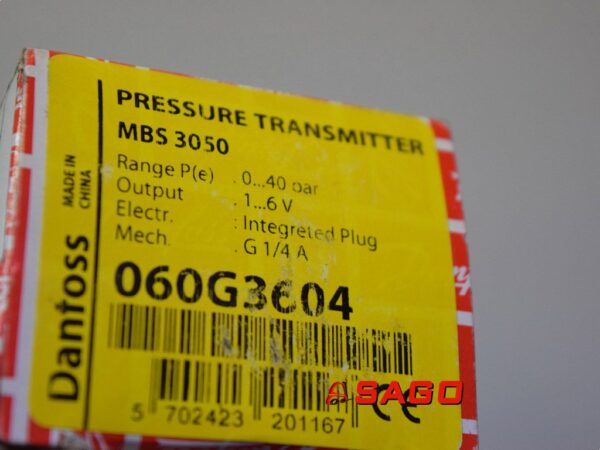 Elektryczne sterowanie i komponenty - Typ: SENSOR PRESSURE TRANSMITTER  DANFOSS KALMAR 920147.021 920147021 MBS3050 060G3604