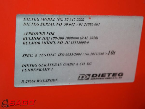 SERIAL:50 642/0124068001. BULMOR JDQ 100-3000 1080mm(ral3020