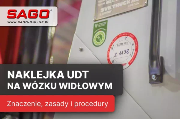 naklejka UDT na wózku widłowym