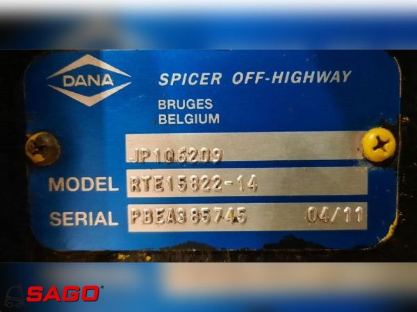 Dana Przekładnie i skrzynie biegów - Typ: CLARK KALMAR RTE15822-14 PBEA385745 JP106209 4212109R CTT00027936