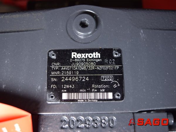 Hydraulika - Typ: REXROTH Axialkolbenverstellpumpe überholt A4VG71DA1DM8/32R-N2F02F021FP 2029380 MNR2159119 FD12W43 BAUMANN JU9090508A