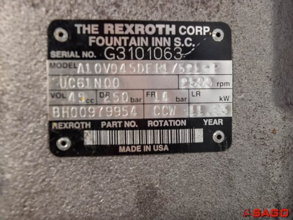 Baumann Hydraulika - Typ: Hydraulikpumpe 99854 A10V045DFR1/52L-P UC61N00  REXROTH