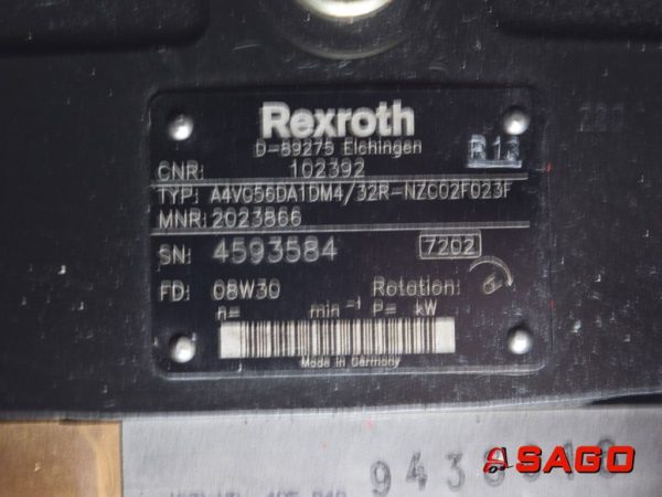 Hydraulika - Typ: Rexroth A4V056DA1DM4/32R-NZC02F023F 102392000 Verstellpumpe i.T. MNR 2023866 SN 4593584 FD 08W30