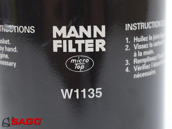 układy chłodzenia i wydechowe - Typ: Olfilter Mann W1135